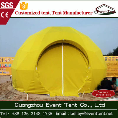 Китай Двух- покрытый шатер пвк роскошный располагаясь лагерем, небольшой желтый шатер геодезического купола для живущей комнаты поставщик